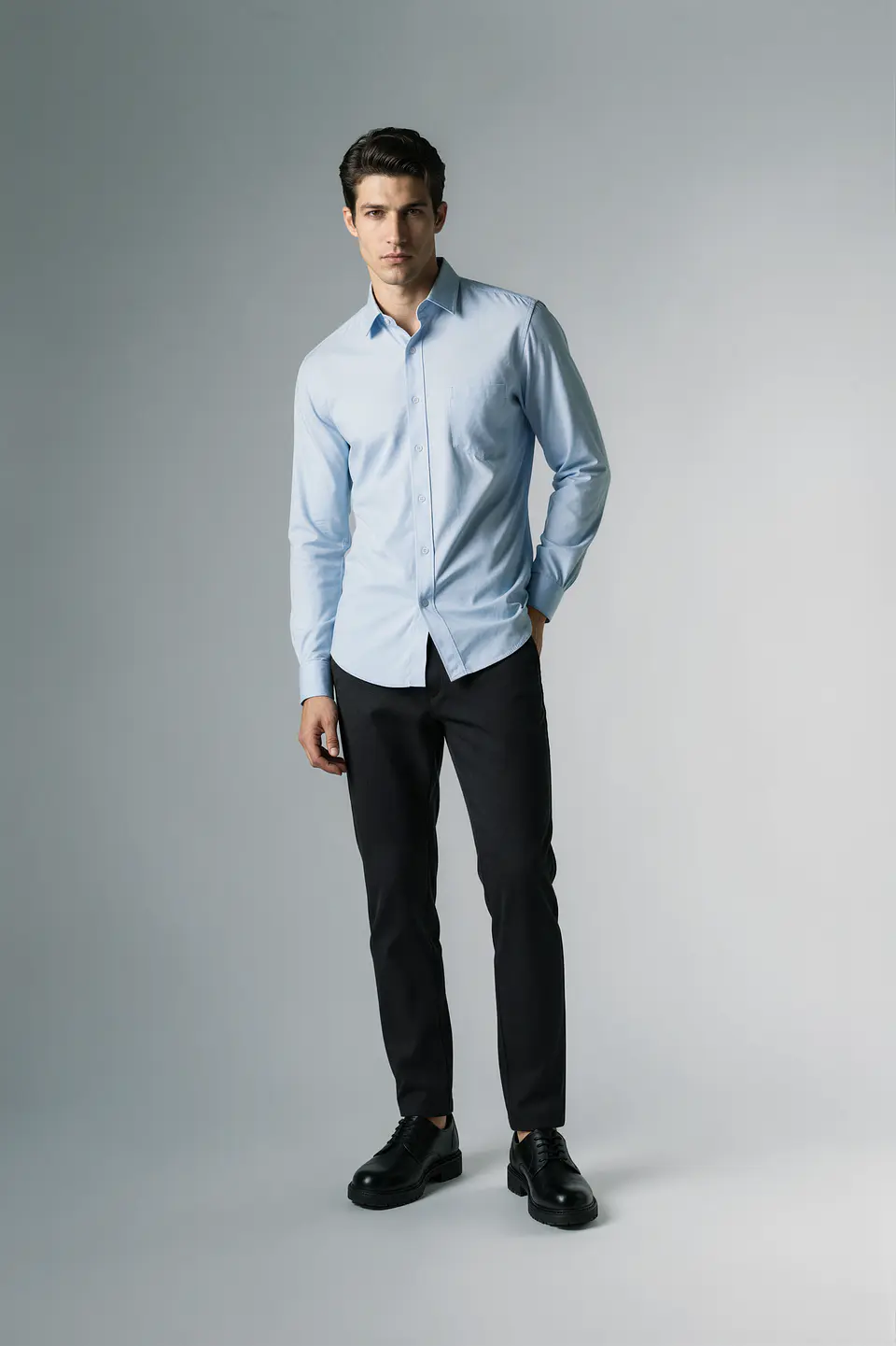 Camisa Cuello Italiano Hombre 12