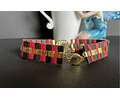 pulsera tila rojos, negro, dorado