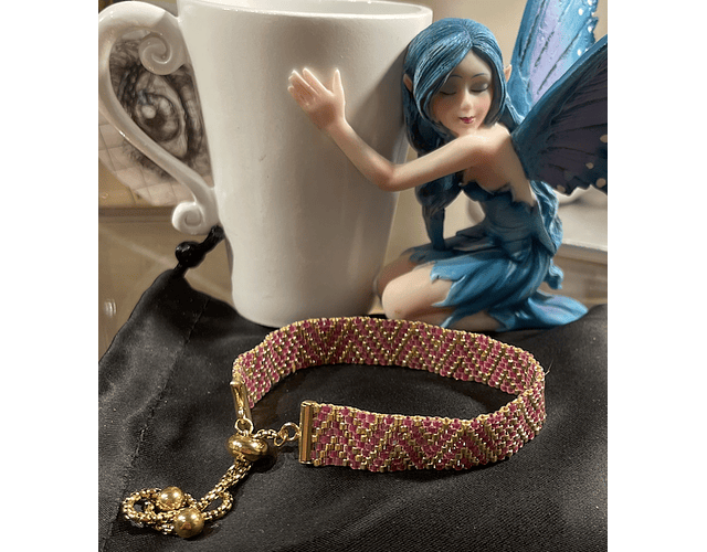 Pulsera ZigZag rosa y dorado ajustable