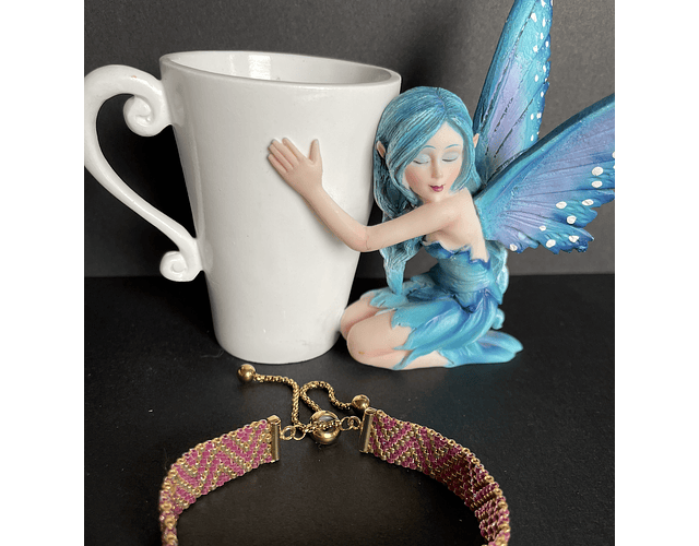 Pulsera ZigZag rosa y dorado ajustable