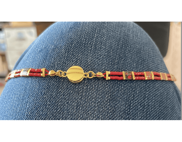 Collar Tila jaspeado, rojo y dorado