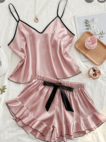 Pijama saten rosa 
