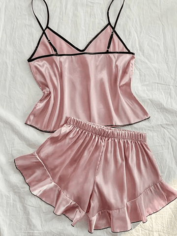 Pijama saten rosa 