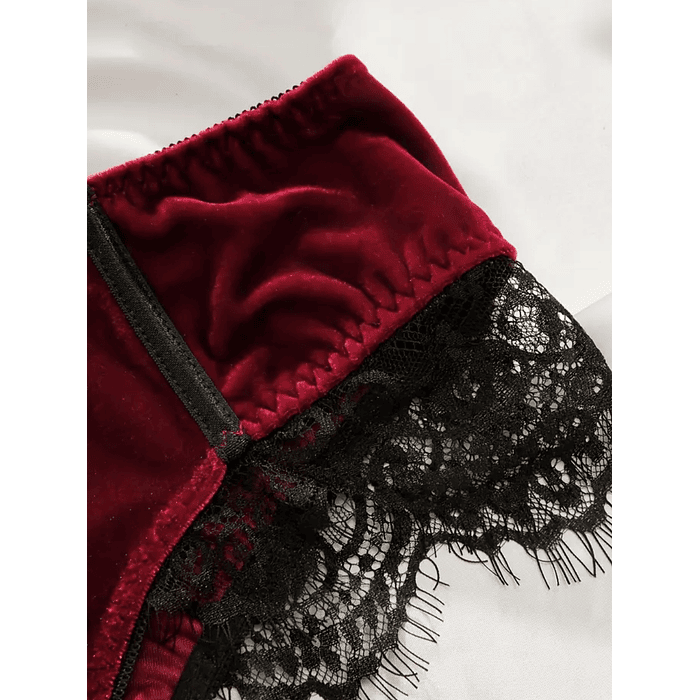 Conjunto terciopelo rojo  4