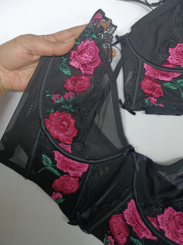 Bustier black rose 