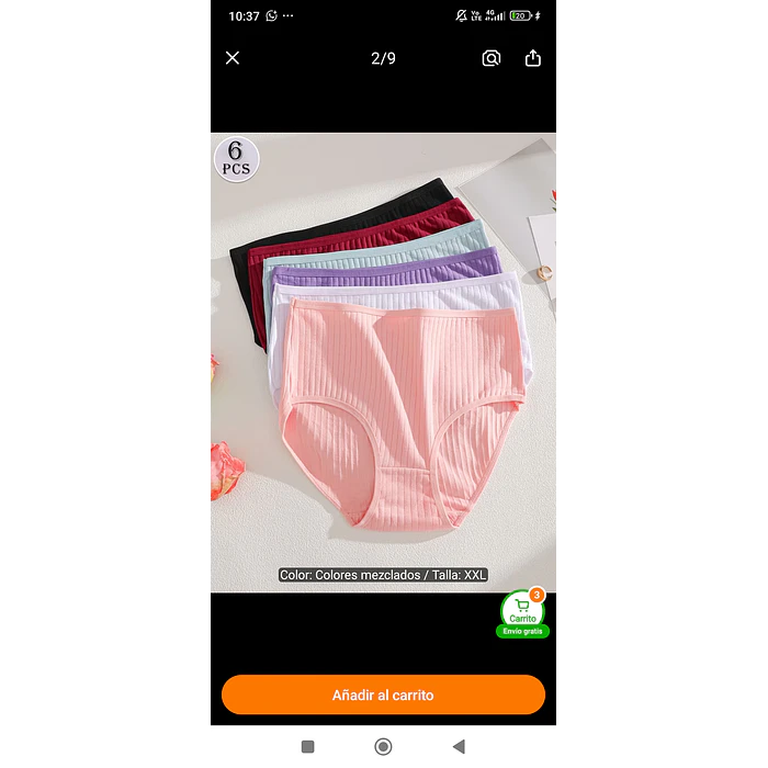 Pantaleta algodón tiro alto colores  3