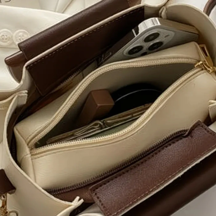 Cartera beige con café  2