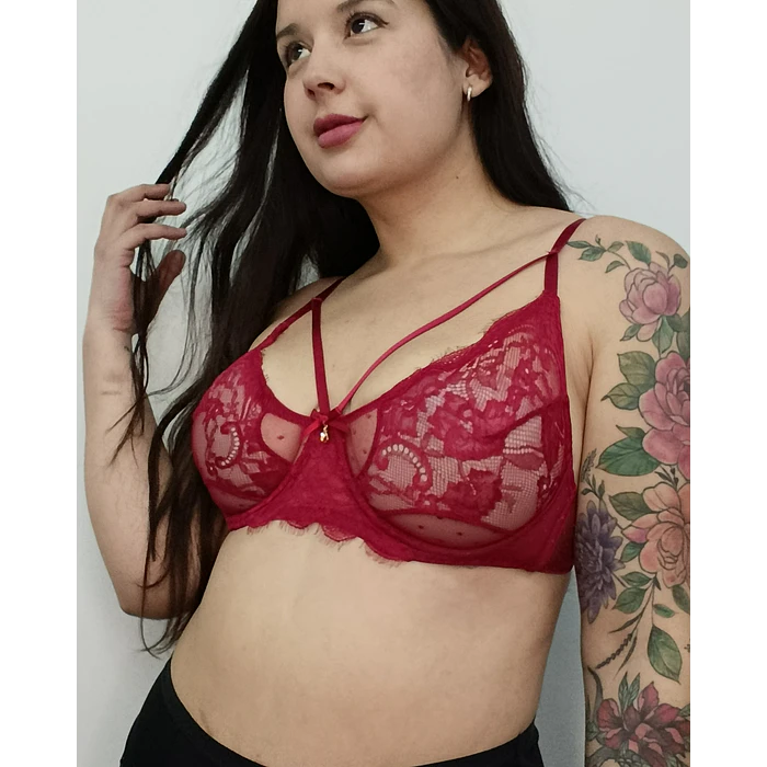Sostén encaje rojo 1