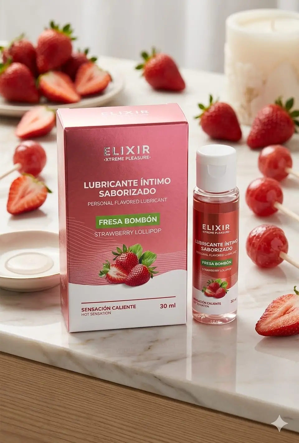 LUBRICANTE INTIMO CALIENTE, FRESA BOMBÓN ELIXIR 30ML 2