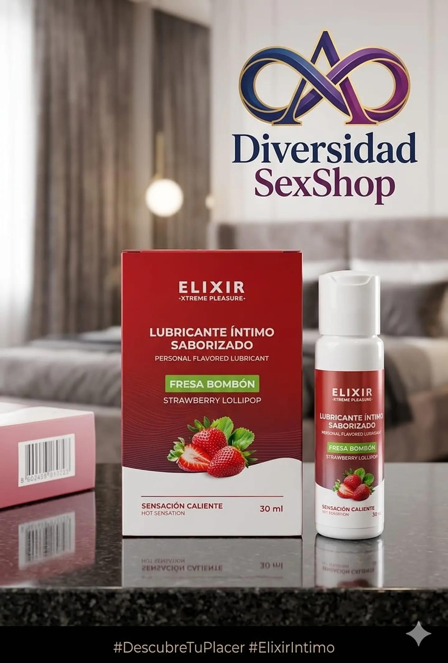 LUBRICANTE INTIMO CALIENTE, FRESA BOMBÓN ELIXIR 30ML 3
