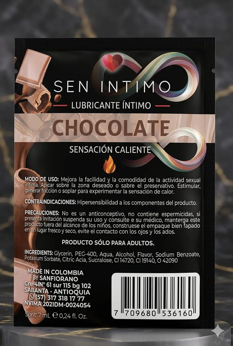 LUBRICANTE SENSACIÓN CALIENTE CHOCOLATE SACHET 7 ML 1