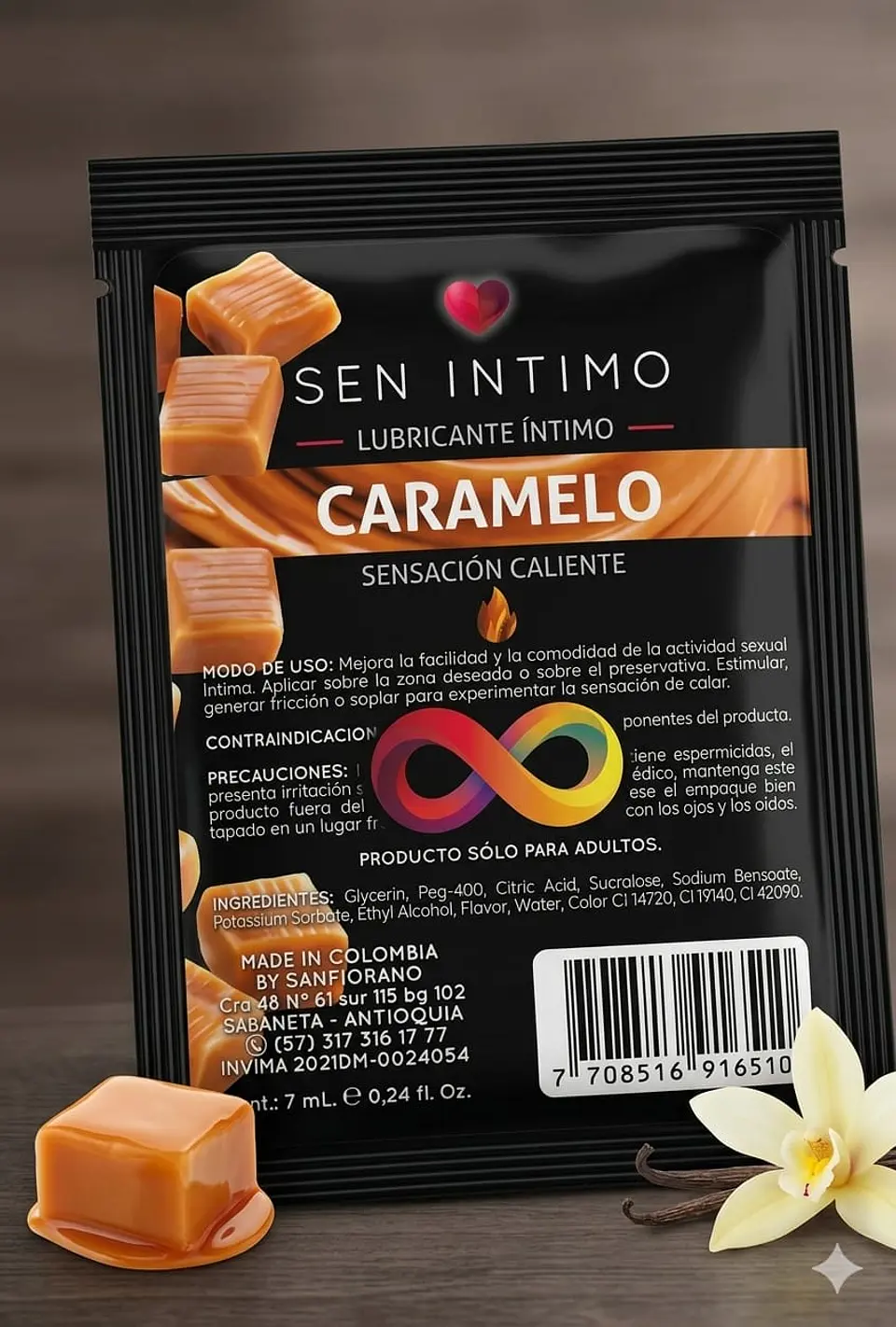 LUBRICANTE CALIENTE CARAMELO SACHET 7 ML 1