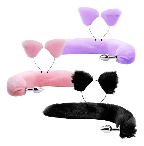 PLUG ANAL COLA DE ZORRO MAS OREJAS DE ZORRO 