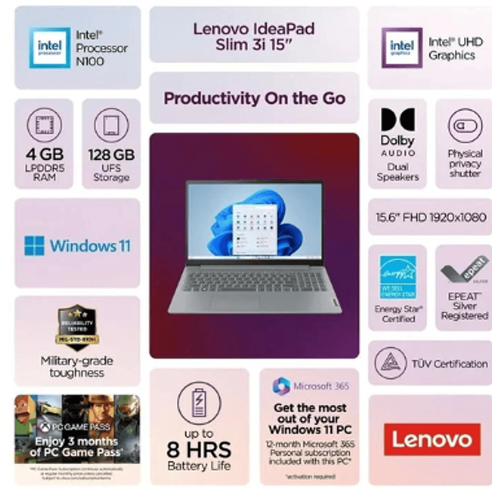 LENOVO IDEAPAD SLIM 3 15IAN8,15.6
