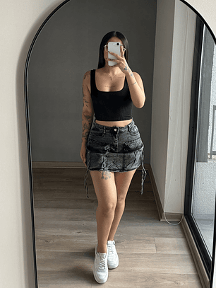 Falda Cargo Mezclilla