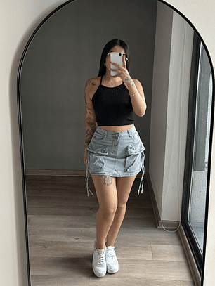 Falda Cargo Mezclilla