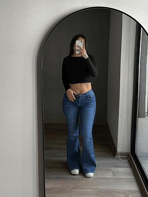 Jeans Flare Low Rise Azul