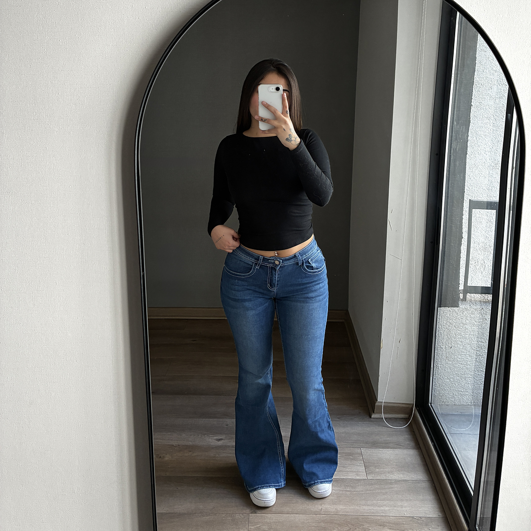 Jeans Flare Low Rise Azul 1