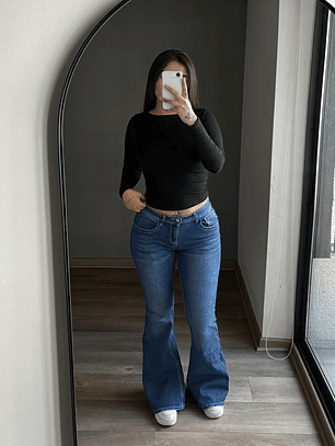 Jeans Flare Low Rise Azul