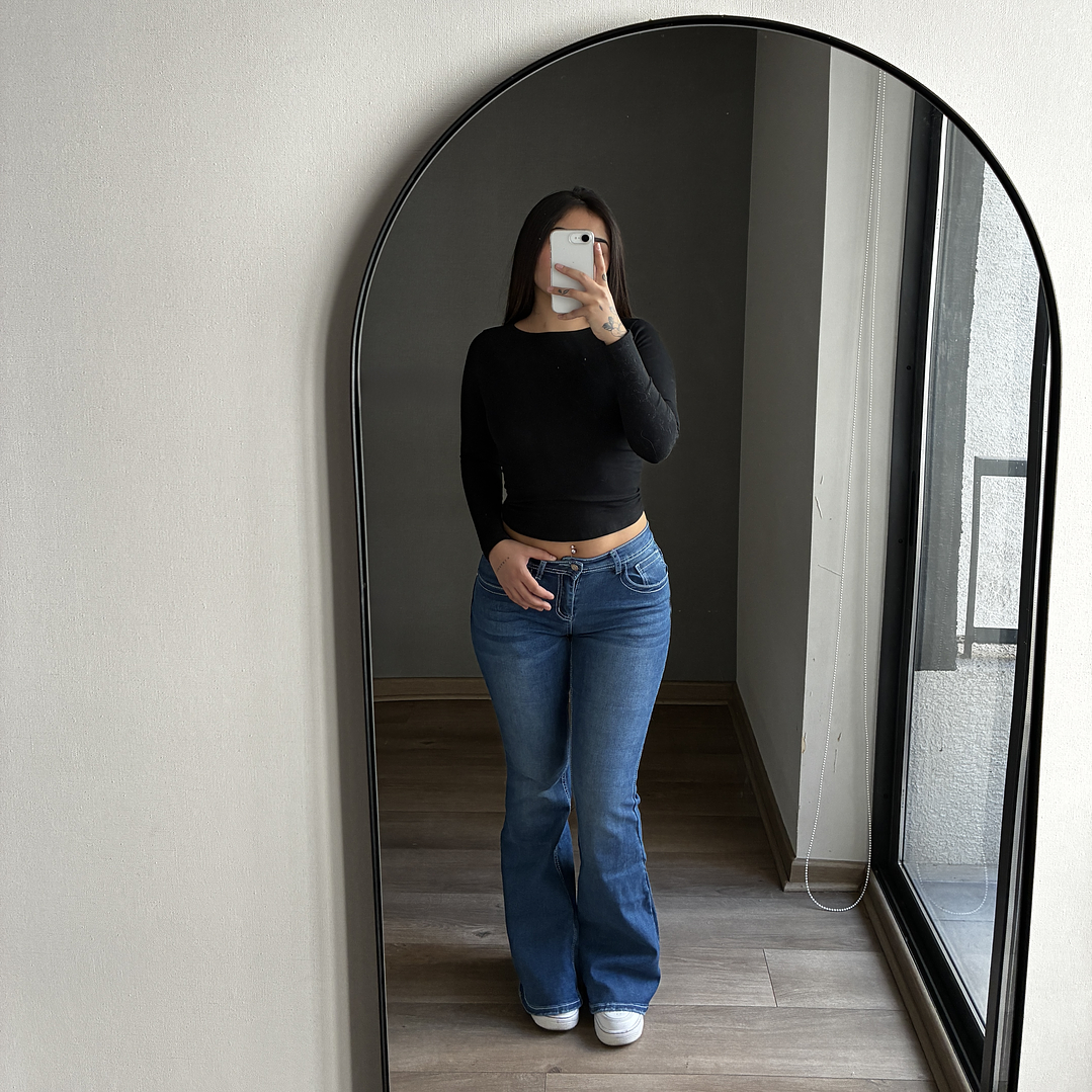 Jeans Flare Low Rise Azul 4