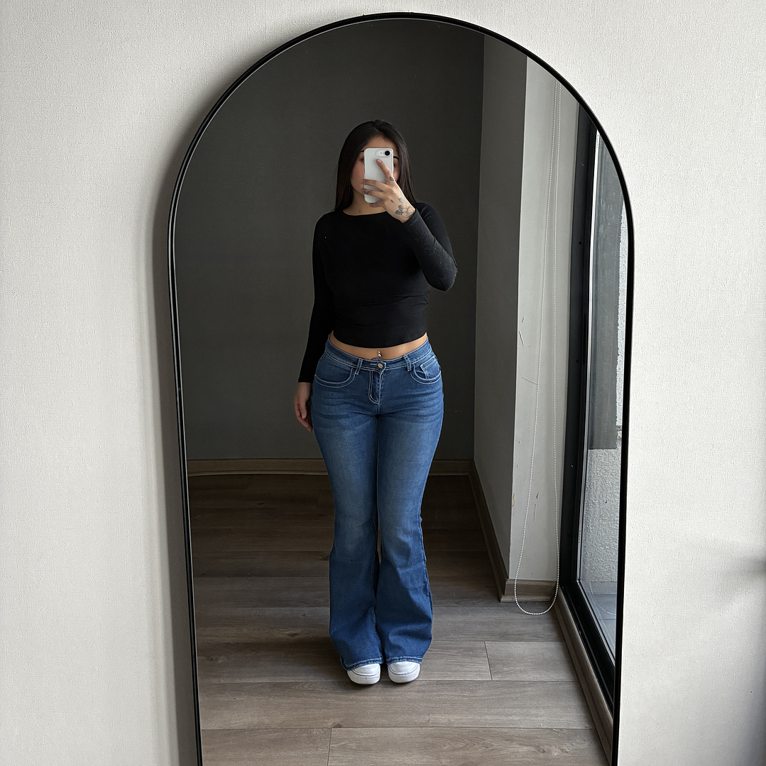 Jeans Flare Low Rise Azul 6