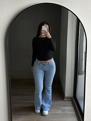 Jeans Flare Low Rise Celeste