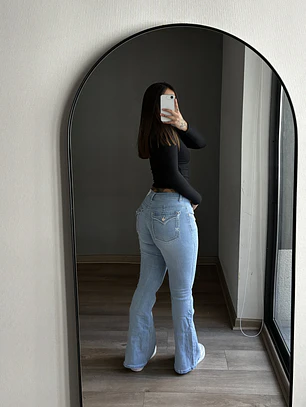 Jeans Flare Low Rise Celeste