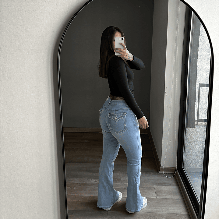 Jeans Flare Low Rise Celeste 4