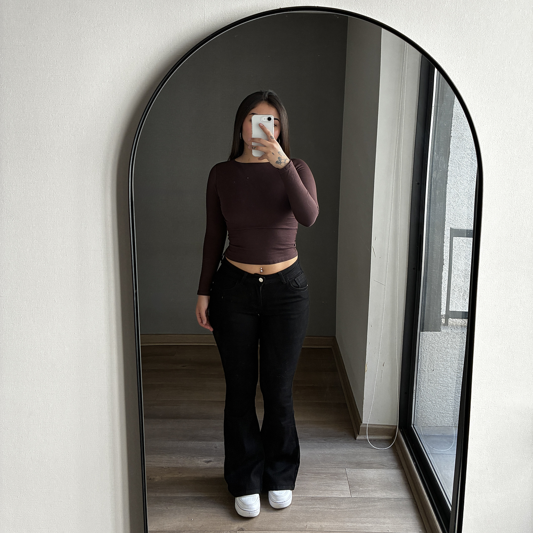 Jeans Flare Low Rise Negro 1