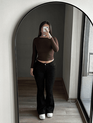 Jeans Flare Low Rise Negro