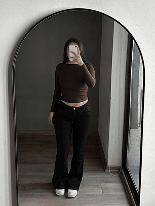 Jeans Flare Low Rise Negro