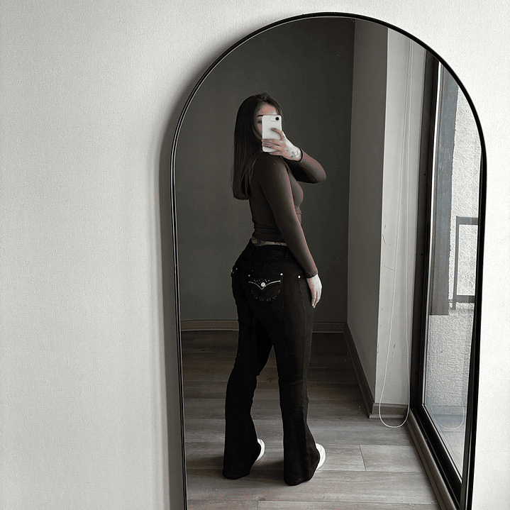 Jeans Flare Low Rise Negro 3