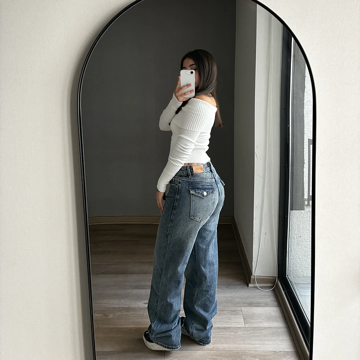 Baggy Low Rise Azul Opaco 4