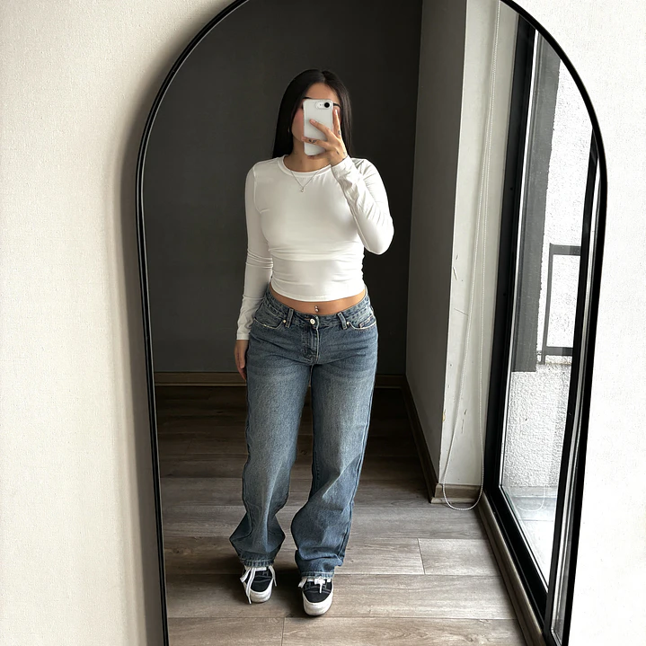 Baggy Low Rise Azul Opaco 5