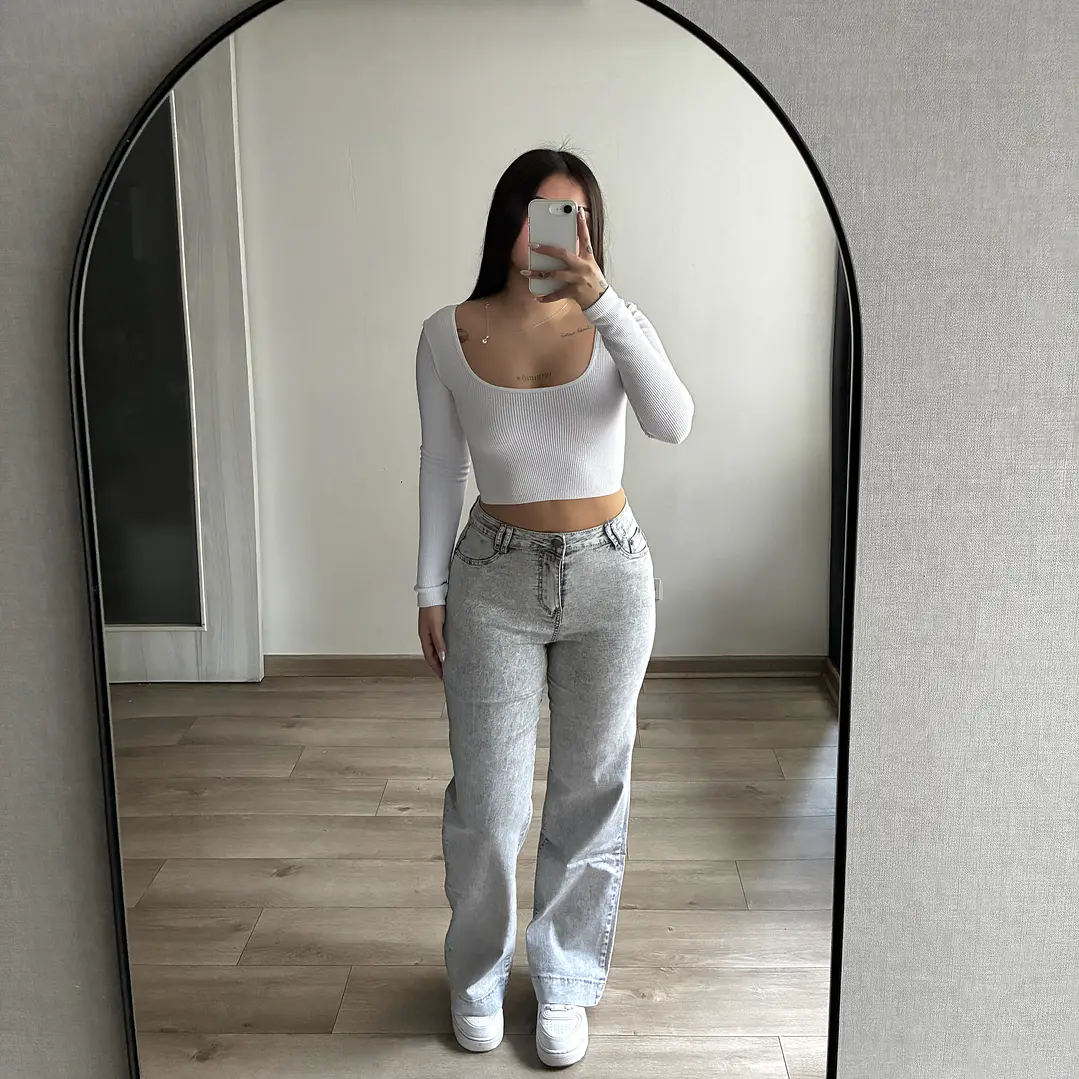 Jeans Wide Leg Gris 3