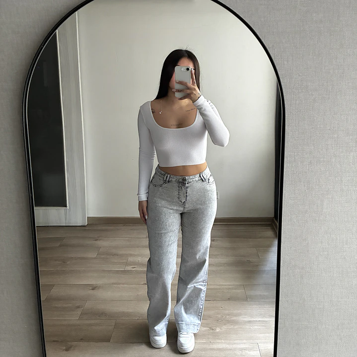 Jeans Wide Leg Gris 3