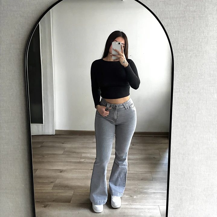 Jeans Flare Gris 3