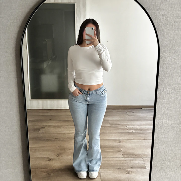 Jeans Flare Low Rise Celeste 1