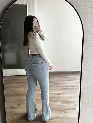Jeans Flare Low Rise Celeste
