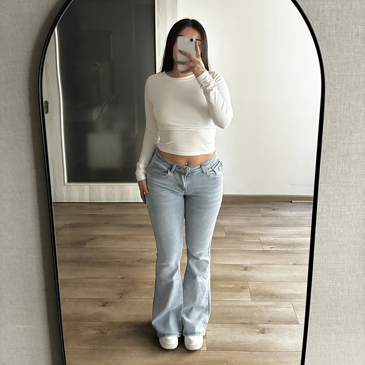 Jeans Flare Low Rise Celeste 4
