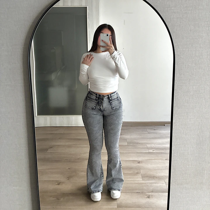 Jeans Flare Gris Faja 1