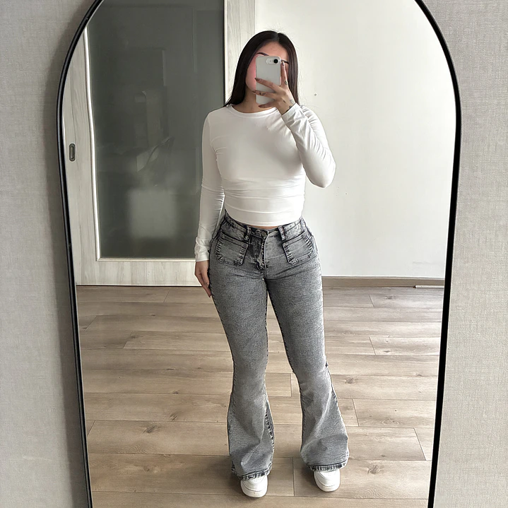 Jeans Flare Gris Faja 4