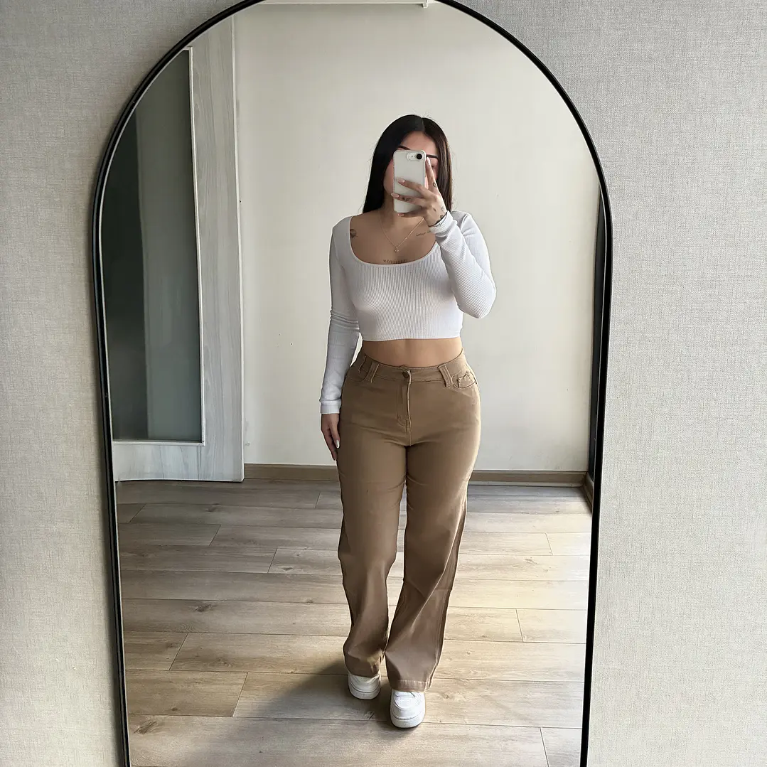 Jeans Wide Leg Beige 1