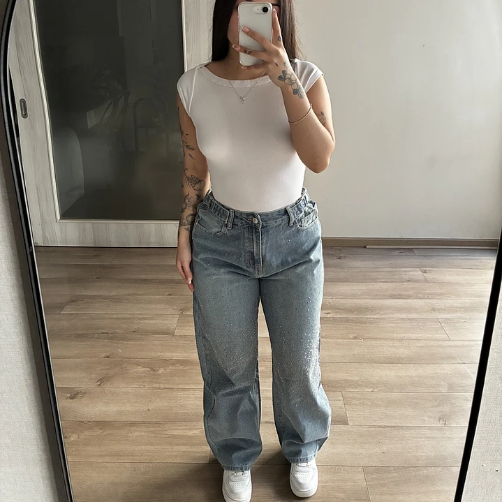 Baggy Celeste con Brillo 3
