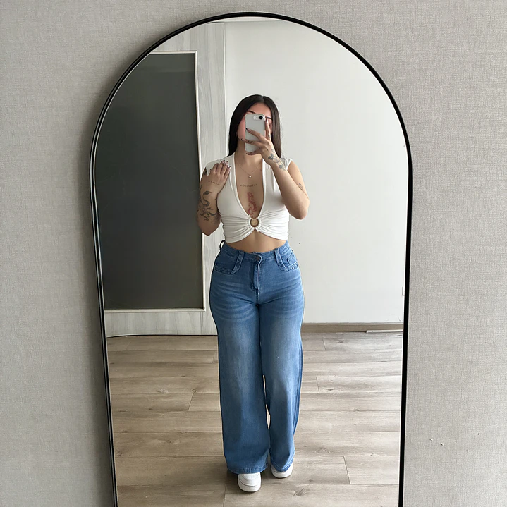 Wide Leg Basic Azul 2
