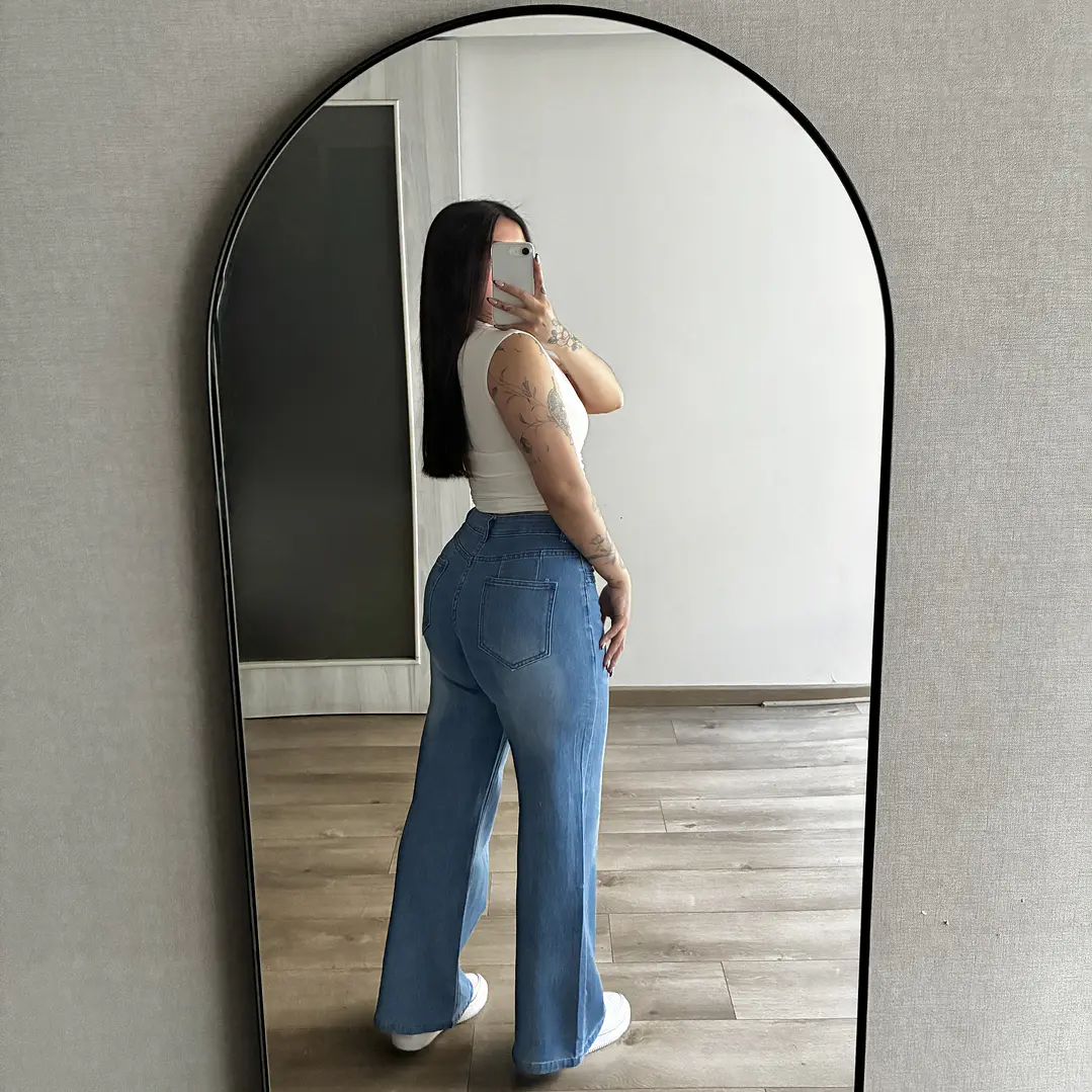 Wide Leg Basic Azul 4
