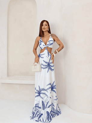Vestido Nidia Maxi Tropical Cut-Out – Elegante, fresco y veraniego
