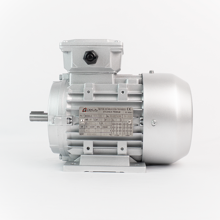 Motor eléctrico Trifásico 1/2 HP (0.37 kW) 3600 RPM Carcasa Aluminio 71 B3 IEC IP55 IE3 2