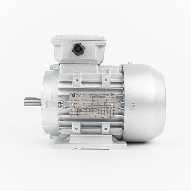 Motor Trifásico 3/4 HP (0.55 kW) 1200 RPM Carcasa Aluminio 80 B3 IEC IP55 IE3 2