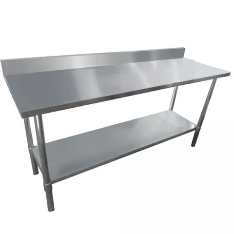 Mesón Acero 240x60x85 cm Muro / 100% Acero Inoxidable